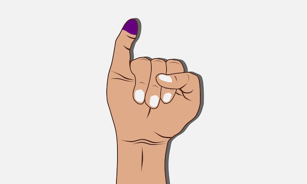 Little finger with blue or purple ink presidential election concept