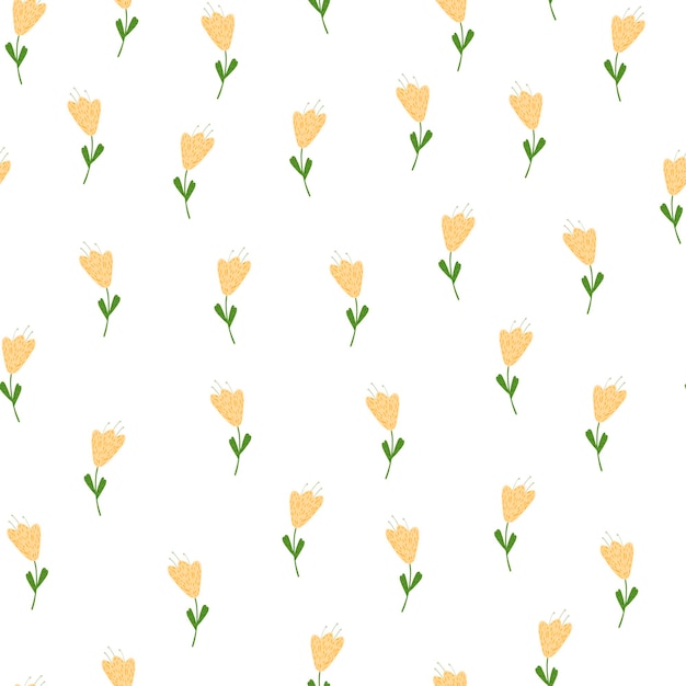 Little flower seamless pattern. Vintage nature graphic. Repeated texture in doodle style for fabric, wrapping paper, wallpaper, tissue. Vector illustration.