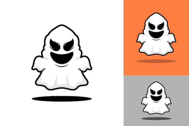 Little ghost smile character logo design