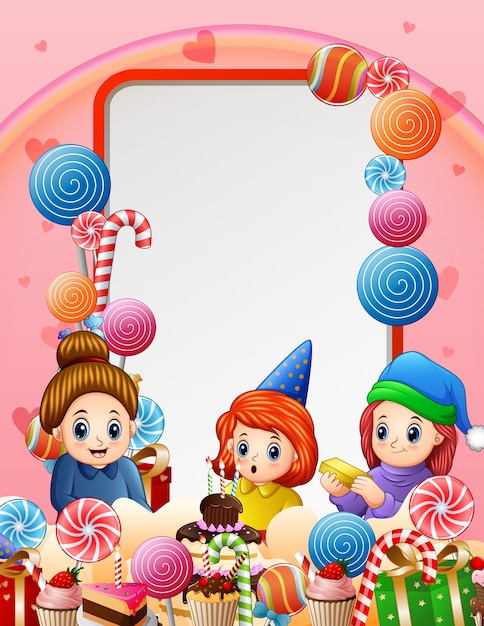 A little girl birthday party background illustration