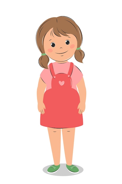 Vector little girl cartoon character child