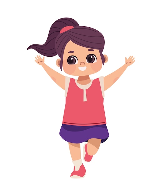 little girl celebrating happy character