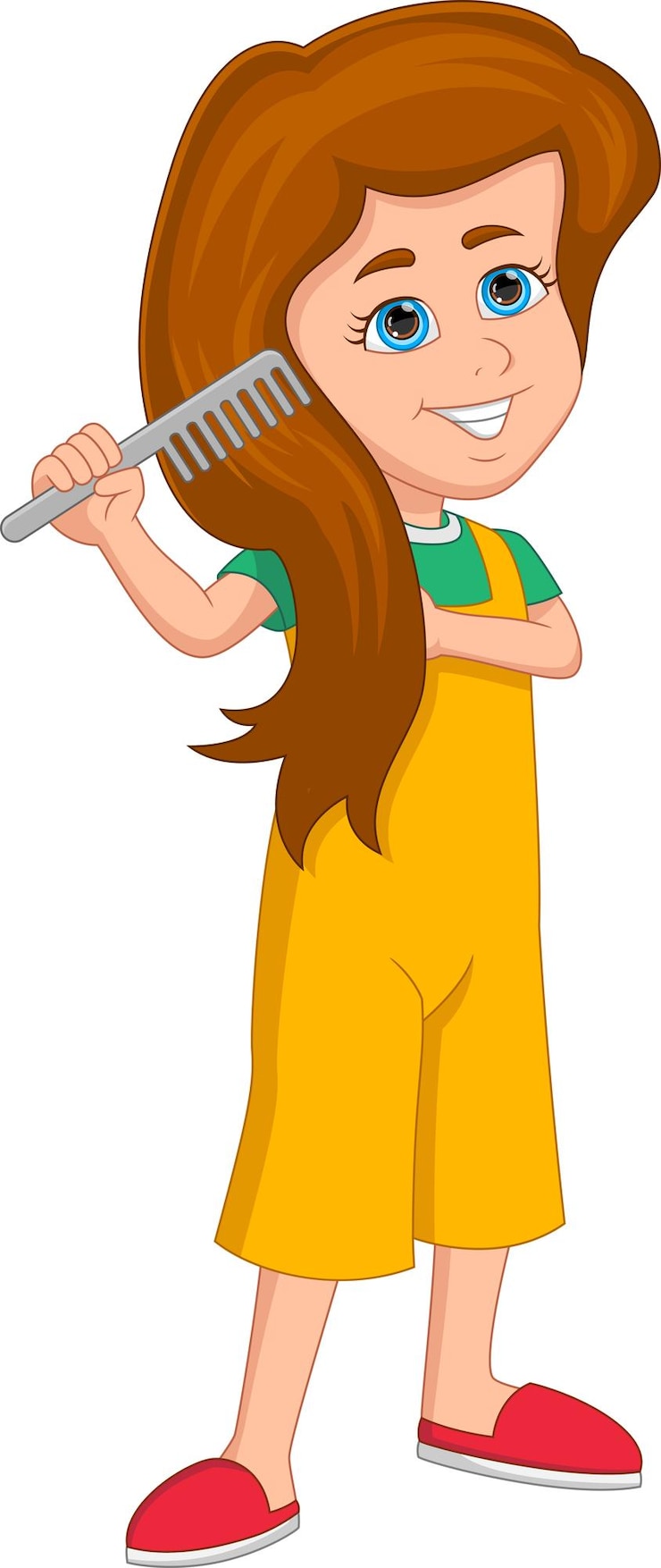 वेक्टर little girl combing hair