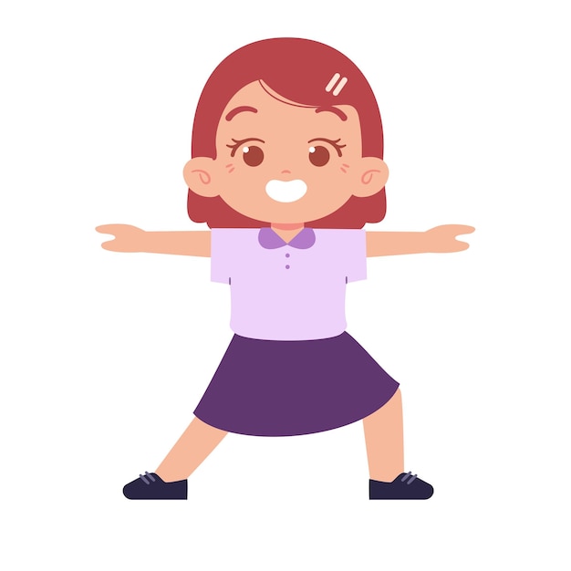 Vector little girl elementary student illustration