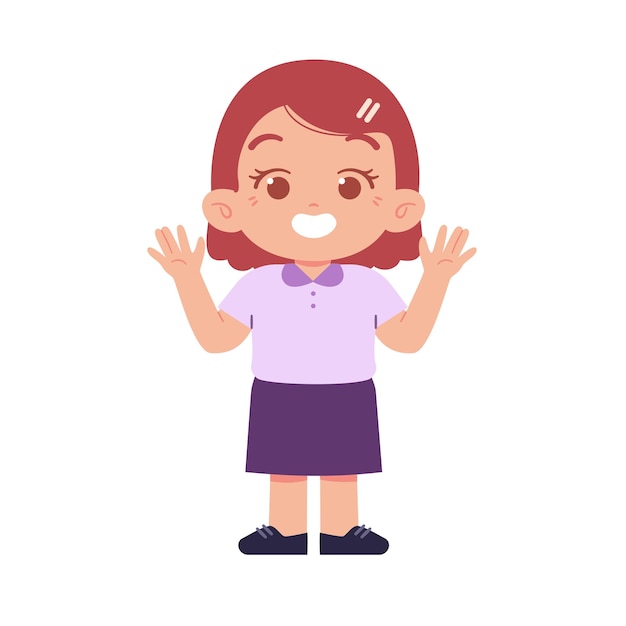 Vector little girl elementary student illustration