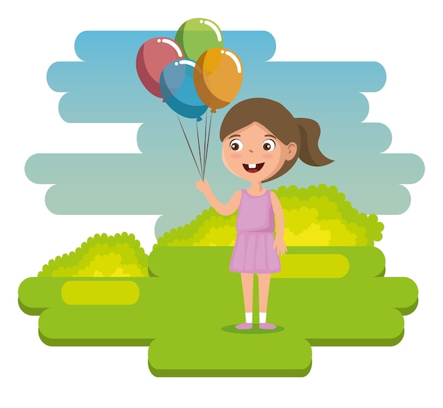 Vector little girl happy character