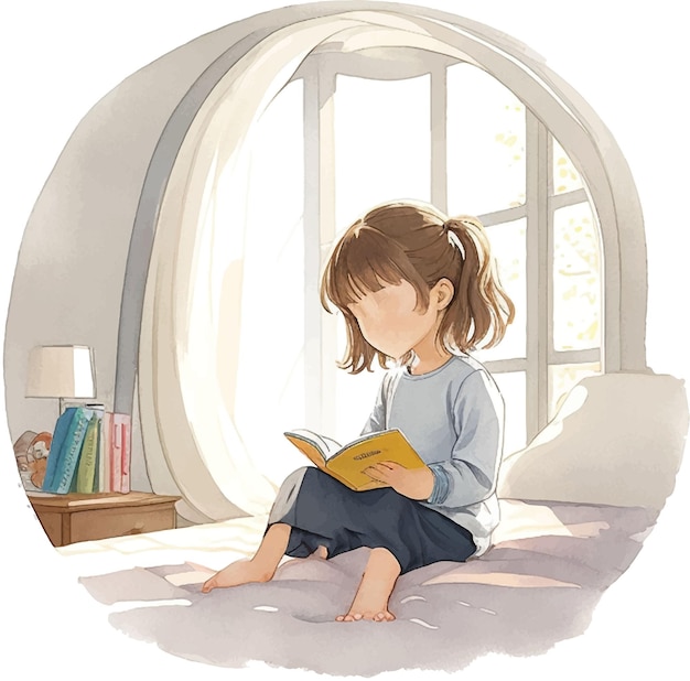 小さな女の子が本を読んでいます