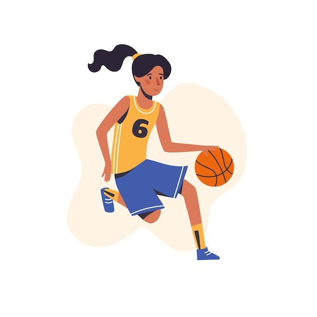 Little girl plays basketball