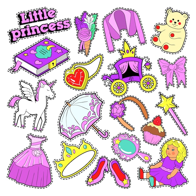 https://img.freepik.com/premium-vector/little-girl-princess-badges-patches-stickers-with-toys-unicorn-clothes-doodle_87771-2144.jpg