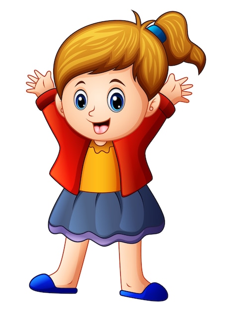 Vector little girl in red jacket