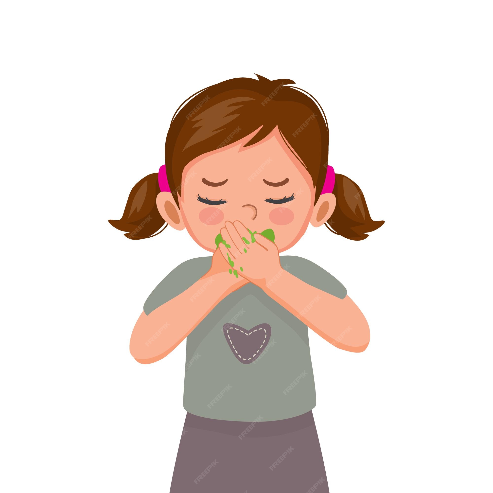 Premium Vector | Little girl vomiting or throw out feeling nausea and stomach ache with hand on the mouth Premium Vector | Little girl vomiting or throw out feeling nausea and stomach ache with hand on the mouth