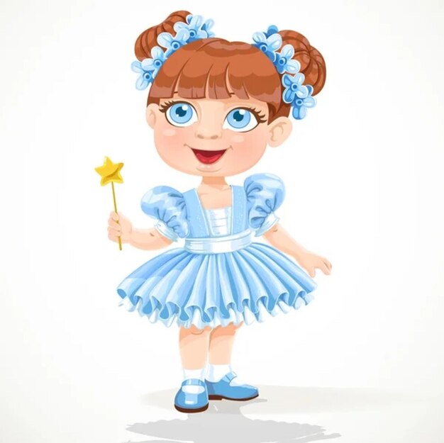 Little girl wearing a tutu and blue ballet charm