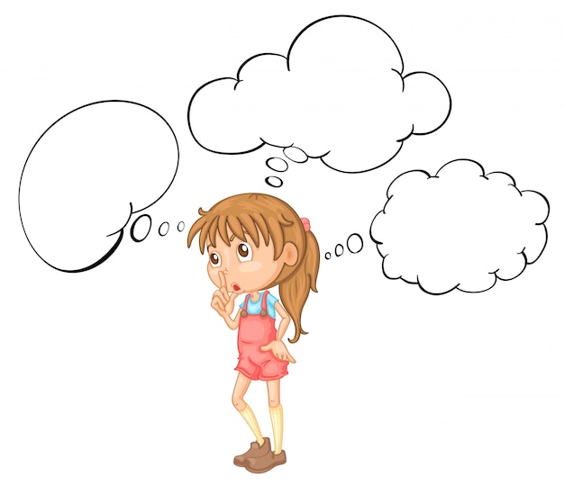 Vector little girl with speech bubble template