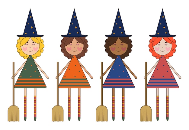 Талисман маленьких девочек-ведьм на хэллоуин