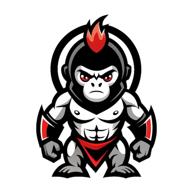 Little gorilla warrior logo illustration