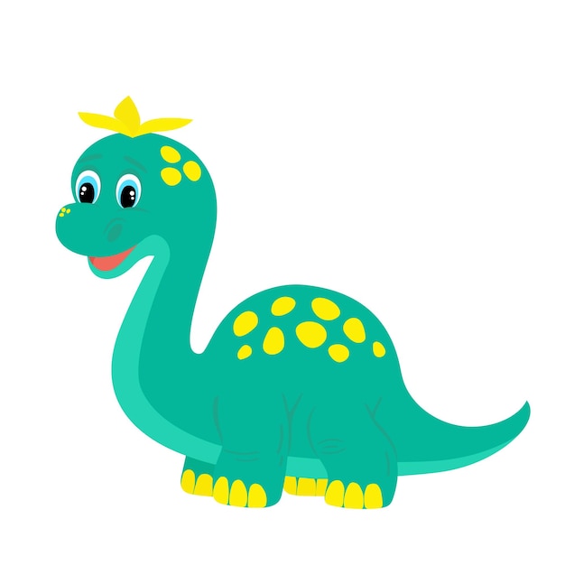 Little green dinosaur cub with yellow spots