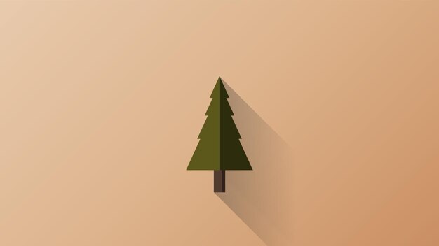 little green pine tree in flat background