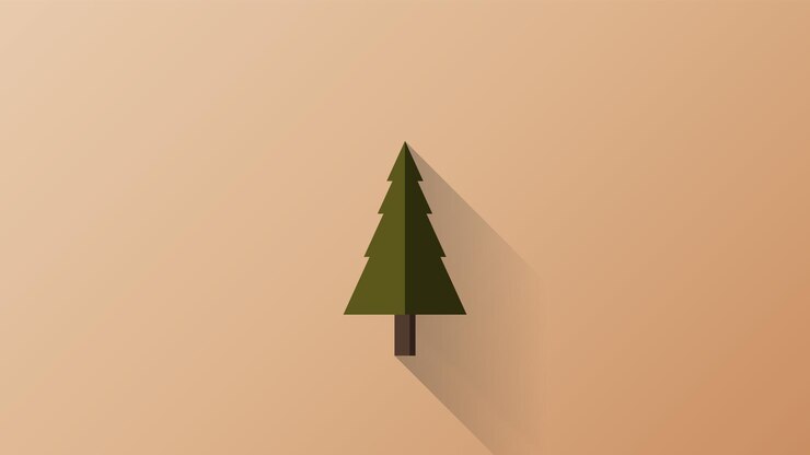 Vector little green pine tree in flat background