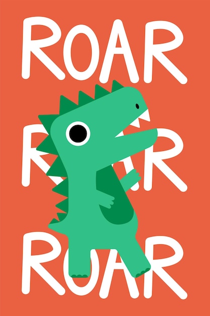 Vector little green t rex dinosaur vector illustration for kids fashion