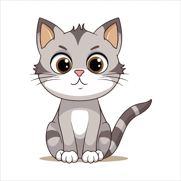 Premium Vector | Little grey cat funny cartoon style