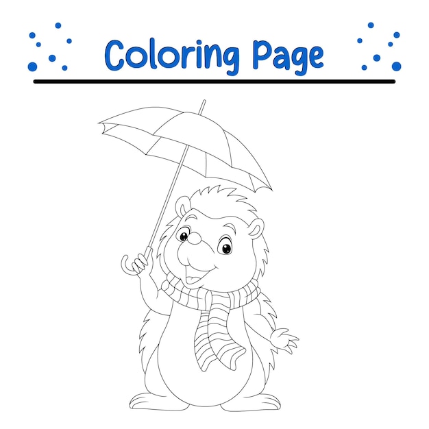 Vector little hedgehog coloring page for children