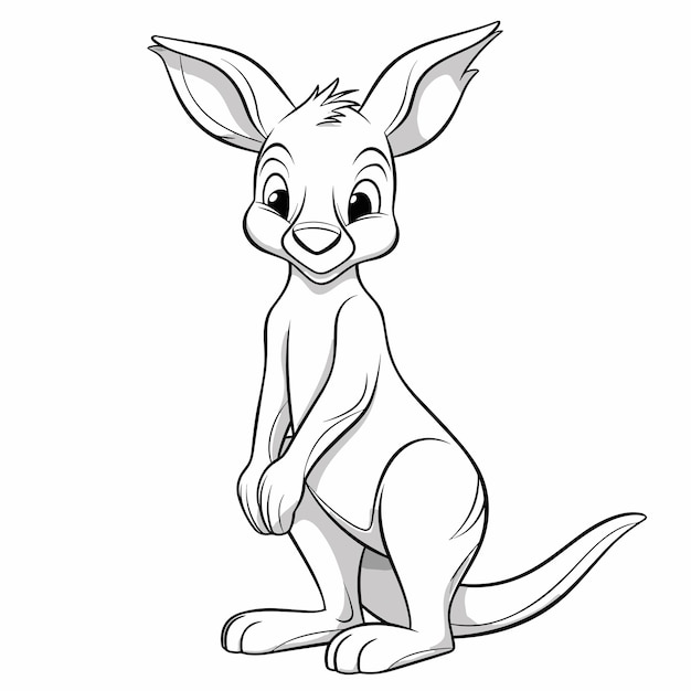 Vector little kangaroo cartoon characters vector illustration for kids coloring book