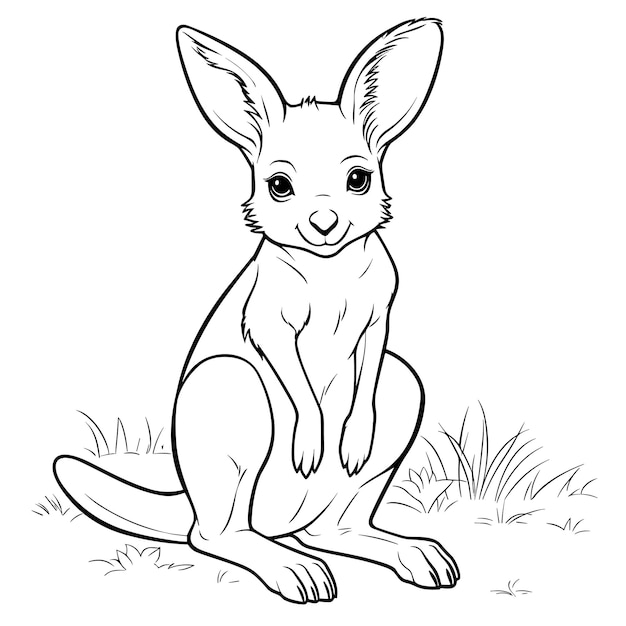 little kangaroo cartoon characters vector illustration for kids coloring book