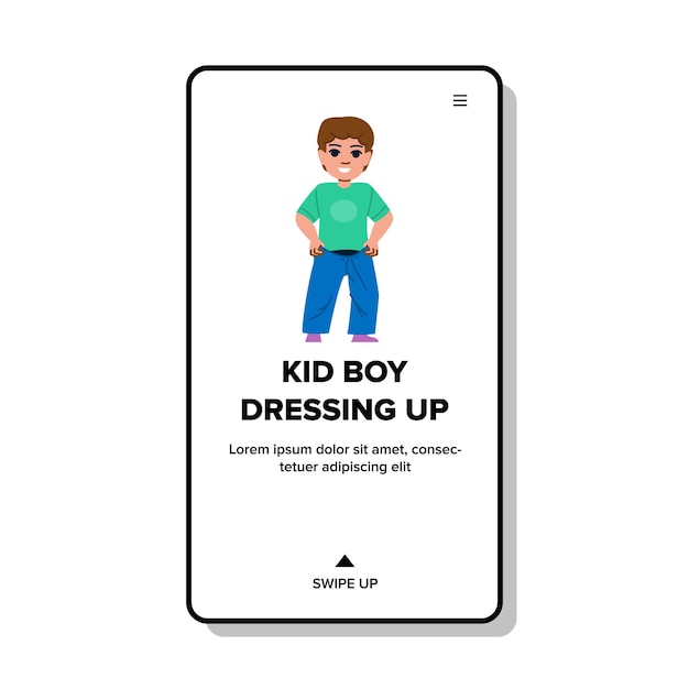 little kid boy dresssing up vector independent adorable school dressing dressing wear little kid boy dresssing up web flat cartoon illustration