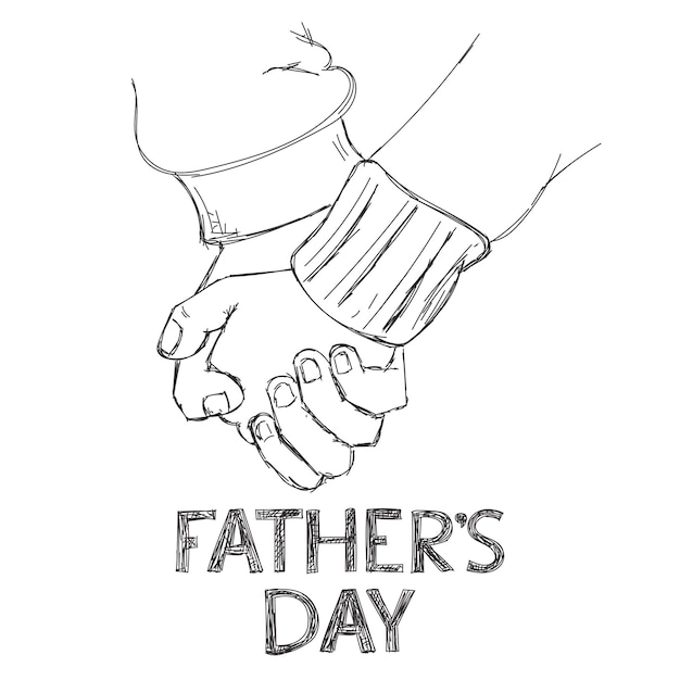 Vector little kid hand holding father or parent sketch hand vector illustration for happy fathers day concept poster background design handrawn drawing style