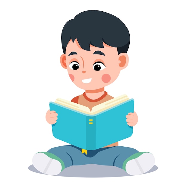 Little kid reading book children illustration