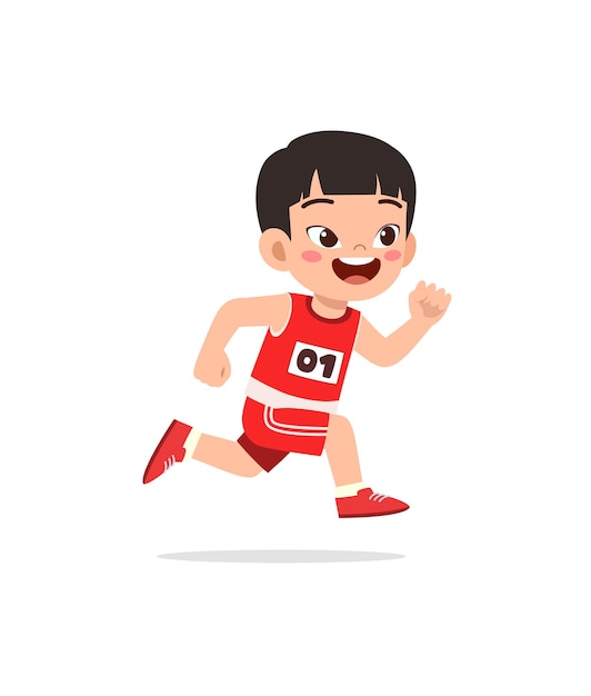 Vector little kid wearing uniform for run race