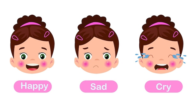 Little Kid With Different Emotions