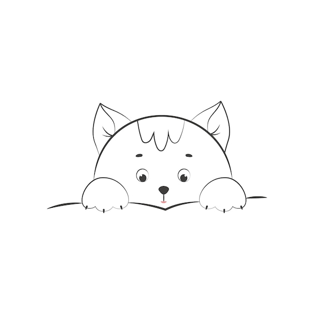 Little kitten face and front paws cute animal vector illustration A pet isolate