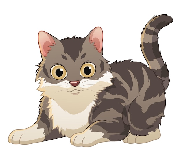 Vector little maine coon cat cartoon animal illustration