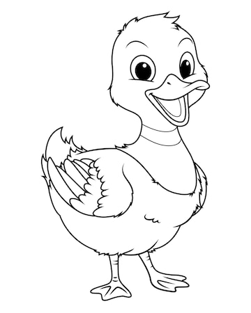 Premium Vector | Little Mallard Duck Cartoon Animal Illustration BW