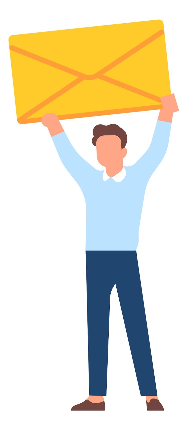 Vector little man with big letter. mail notification concept