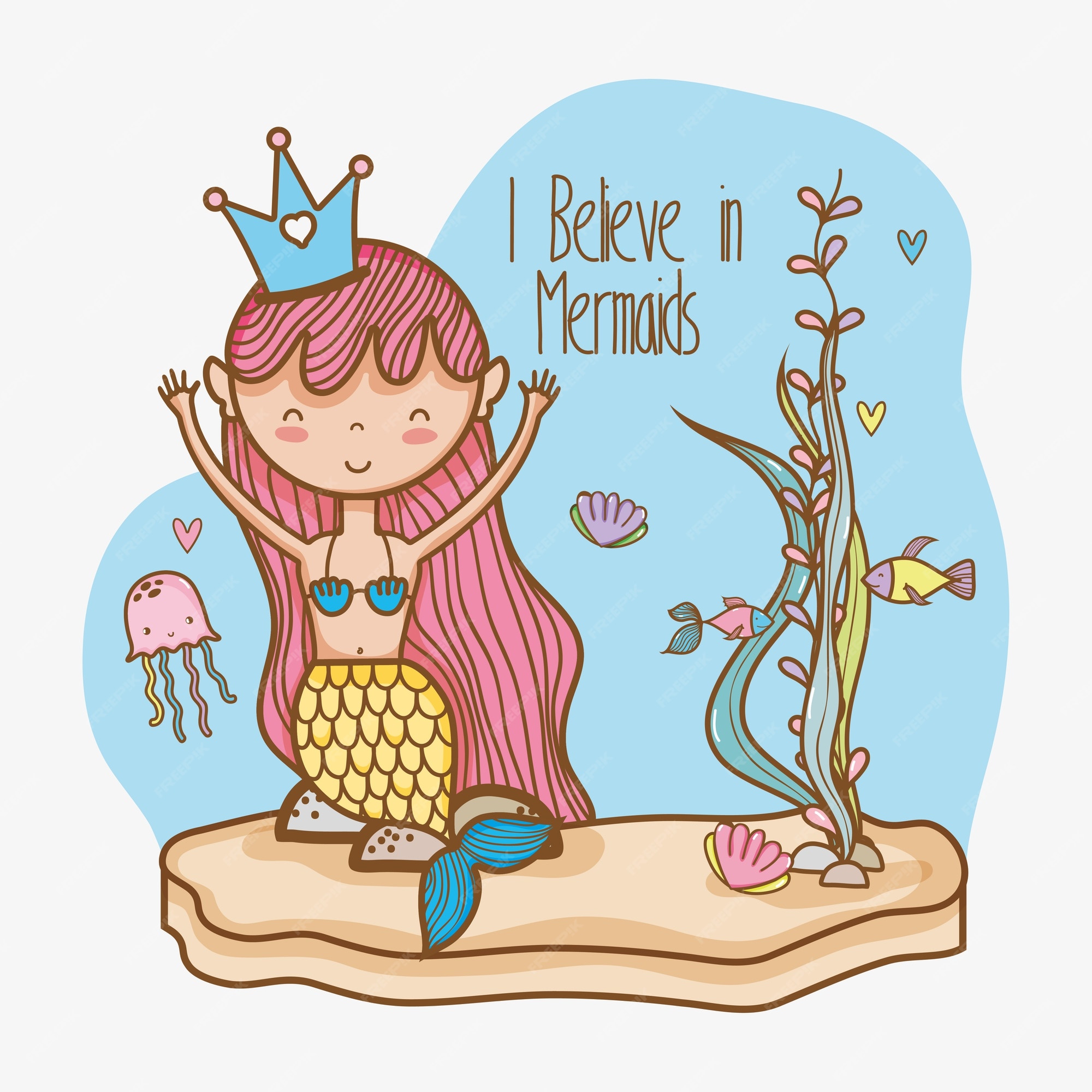Premium Vector | Little mermaid art cartoon