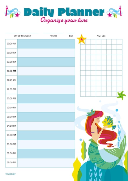 Vector the little mermaid daily planner