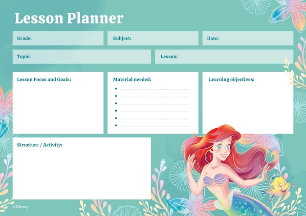 Vector the little mermaid lesson plan