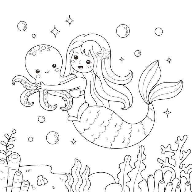 Mermaid Coloring Images | Free Vectors, Stock Photos & PSD