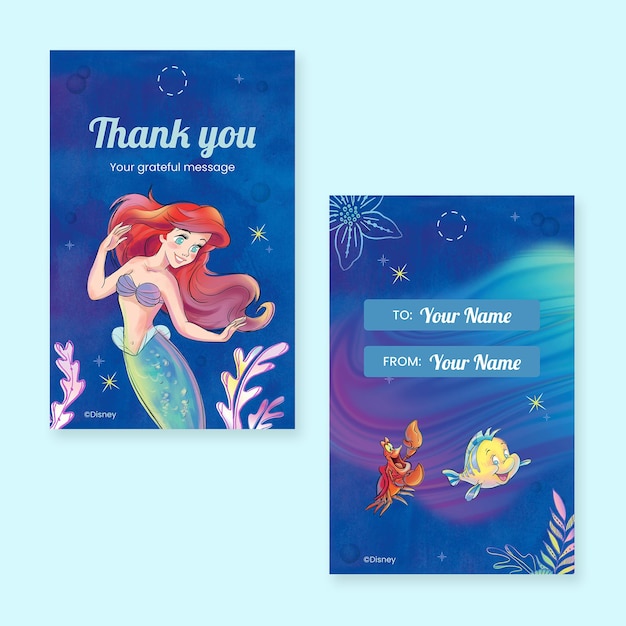 Vector the little mermaid thank you gift tag