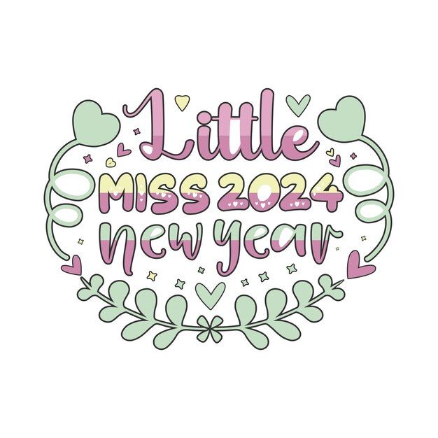 little miss 2024 new year retro flower symbol