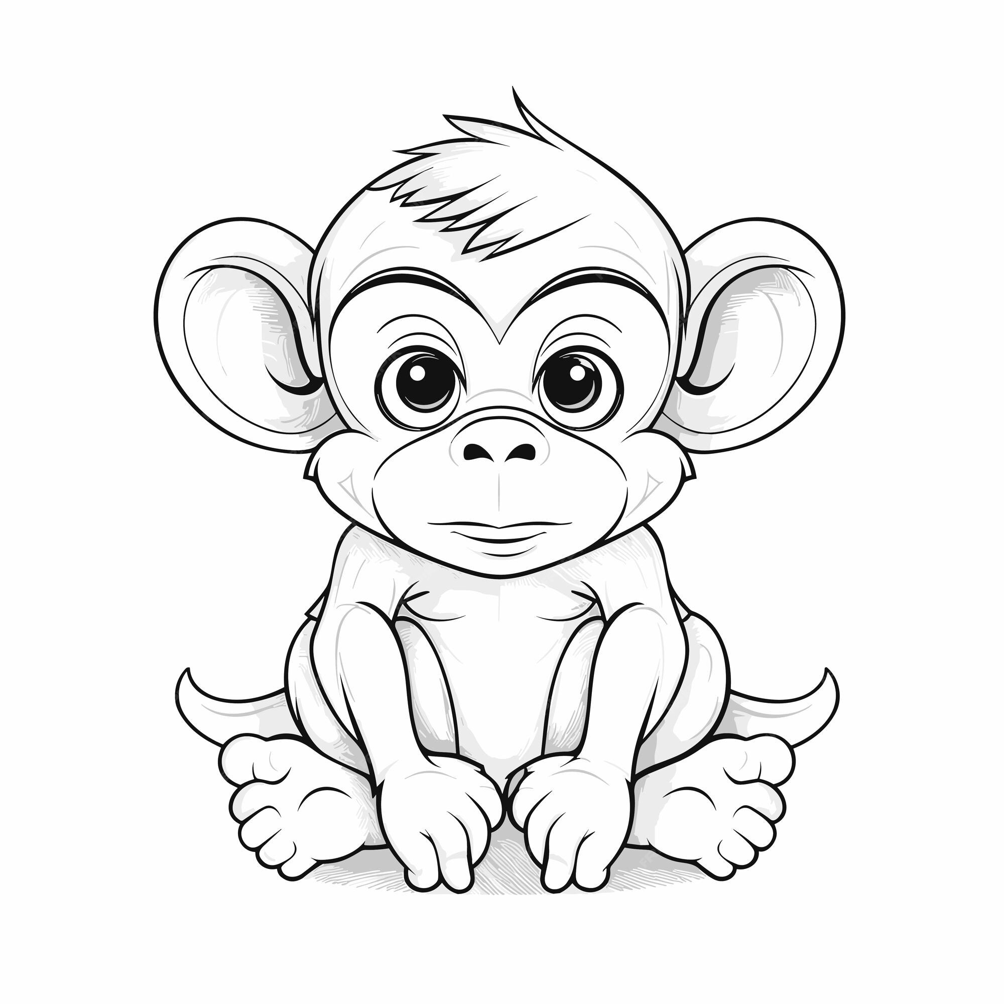 Premium Vector Little monkey coloring page animal outline