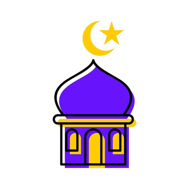 Little mosque building islamic icon button vector illustration