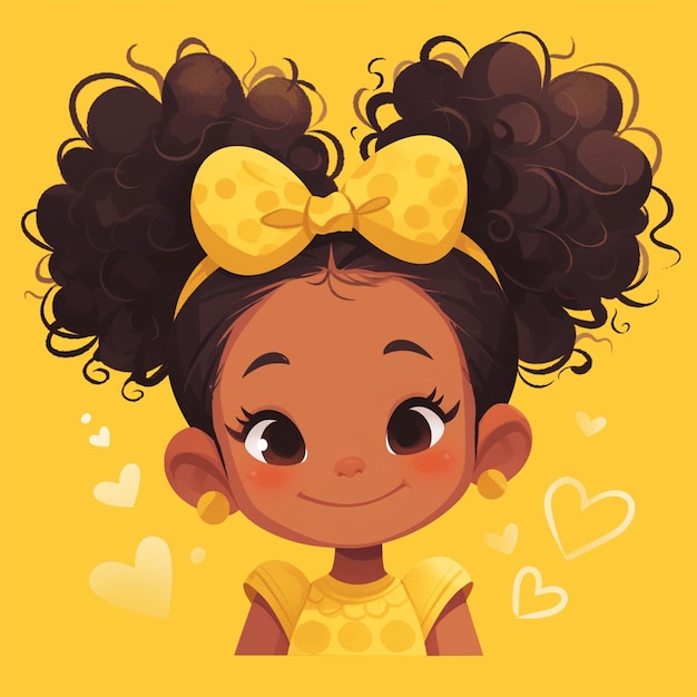 A little Nigerian girl celebrates Childrens Day cartoon style