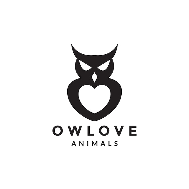 Little owl black with love logo design vector graphic symbol icon sign illustration creative idea