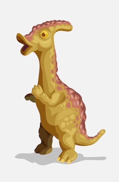 Little parasaurolophus. cartoon dinosaur picture. cute dinosaurs character. flat isolated on white background.