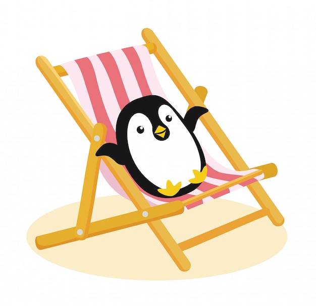 Little penguin chick. summer illustration.