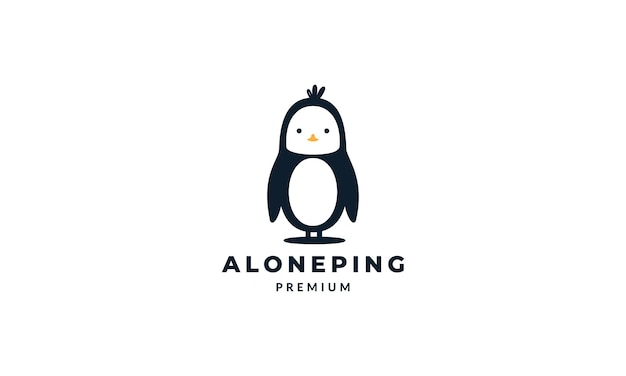 Маленький пингвин счастливый милый мультфильм дизайн векторной иллюстрации логотипа