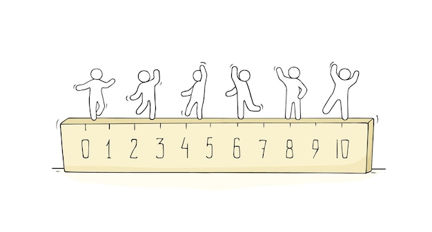 Little people standing on ruler